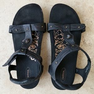 Black leather sandals